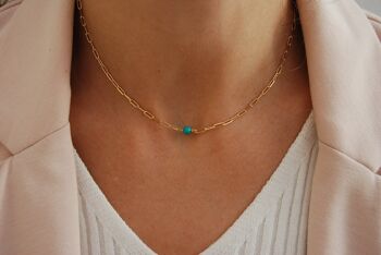 Collier turquoise, collier en argent 925, collier de pierres précieuses délicates. 1