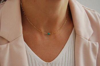 Collier turquoise, collier en argent 925, collier de pierres précieuses délicates. 2