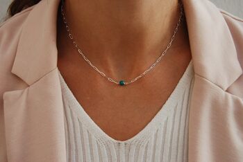 Collier turquoise, collier en argent 925, collier de pierres précieuses délicates. 3