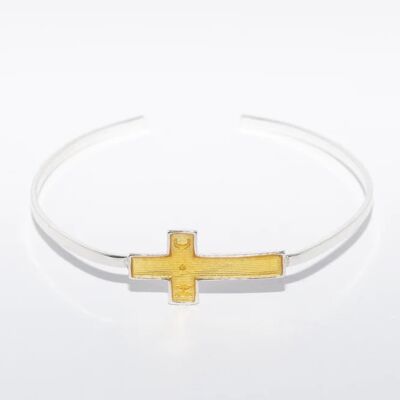 Silver yellow cross bracelet