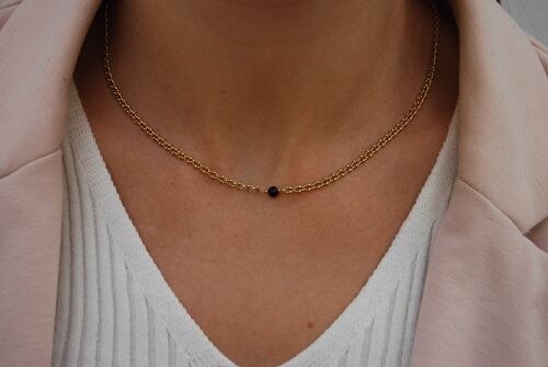 Sterling silver 925 necklace, onyx necklace, gemstone necklace, dainty stacking necklace.