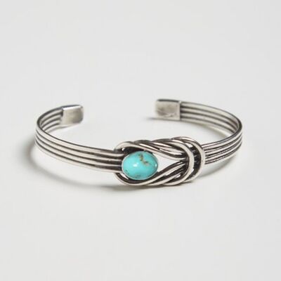 Natural turquoise fantasy silver bracelet