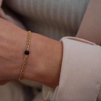 Bracelet Onyx, bracelet en argent sterling, bracelet en pierres précieuses, bracelet en argent 925.