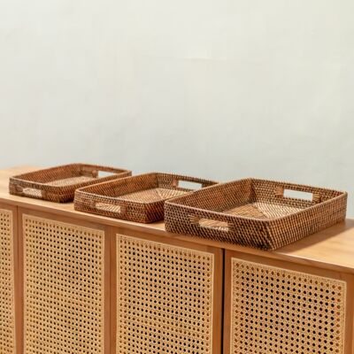 Rectangular Tray | Rattan Serving Tray | Large Decorative Tray AMAHAI Brown (3 Sizes)