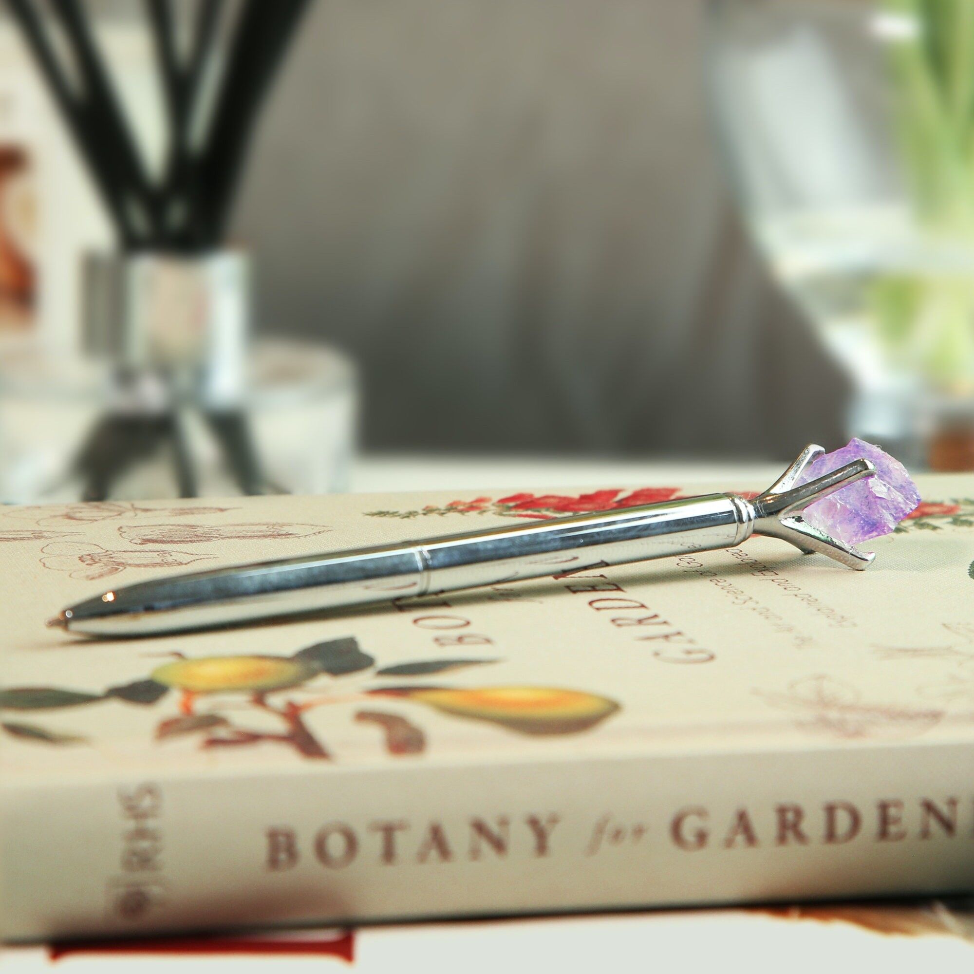 Luxuriöser Kugelschreiber mit natürlichem Amethyst-Kristall-Edelstein