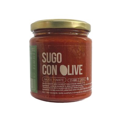 Salsa de tomate - Sugo con oliva - Salsa de tomate con aceitunas y aceite de oliva virgen extra - 280g