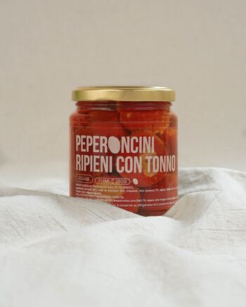 Légumes - Peperoncini ripieni con tonno - Piments farçis au thon sous huile de tournesol (280g) 2