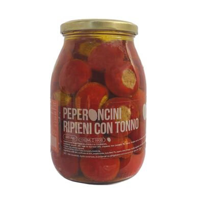 Verduras - Peperoncini ripieni con tonno - Pimientos rellenos de atún en aceite de girasol (990g)