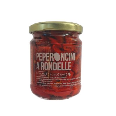 Verduras - Rodajas de peperoncini - Pimientos laminados en aceite de oliva - (190g)