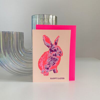 Joyeux lapin de Pâques rose