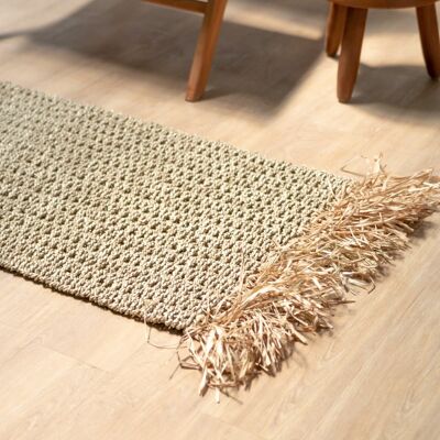 Seagrass rug with fringes 120x60 cm Braided boho seagrass rug BARA
