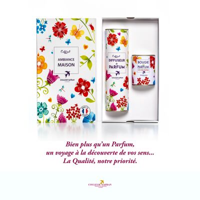 Ambiance-Geschenkbox, Duftkerze/Parfümdiffusor + pflanzliche und handwerklich hergestellte Kerze