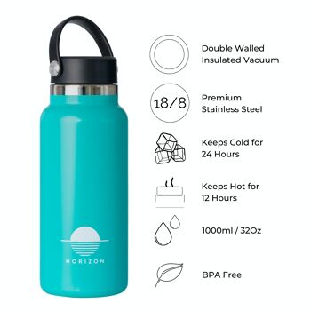 Active Flask Teal 1000ml 32oz Acier Inoxydable Isolé 9