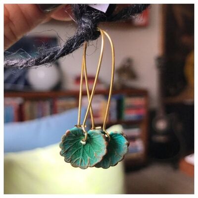 Boucles d'oreilles bohème vintage feuille verte