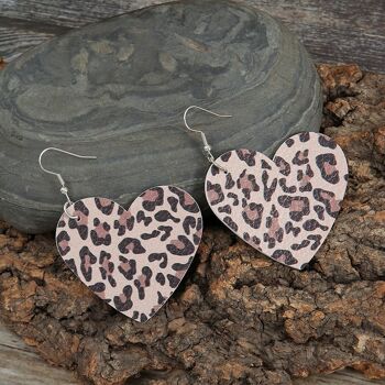 Boucles d'oreilles pendantes coeur imprimé léopard 6