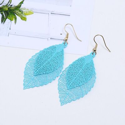 Boucles d'Oreilles Pendantes Double Feuilles