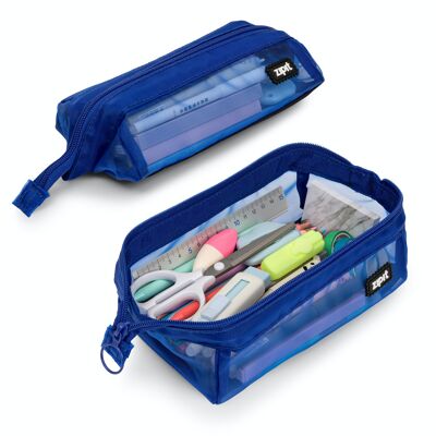 ZIPIT Trousse à crayons en filet, bleu