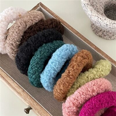 Scrunchie Sherpa peloso tinta unita