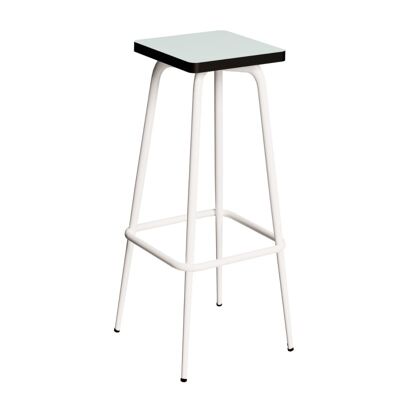 Tabouret de bar Marcel 75 cm - Uni Menthe Pieds Blanc