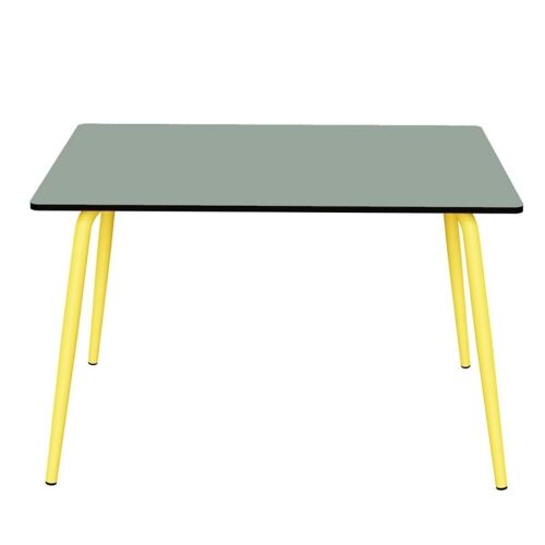 Table de Jardin Sun – uni Kaki Pieds Citron – 120×80