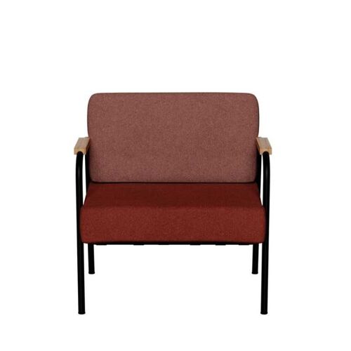 NEW - Fauteuil Barnabé - bicolore Feutrine Terracota & Bordeaux Pieds Noirs