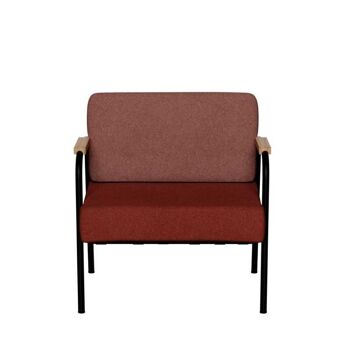 NEW - Fauteuil Barnabé - bicolore Feutrine Terracota & Bordeaux Pieds Noirs