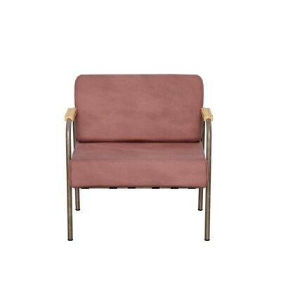 Fauteuil Barnabé – uni Velours Bois de Rose - Pieds Bruts