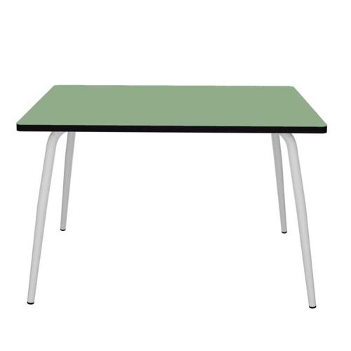 NEW - Table Retro Véra 120x70 - uni Vert Sauge Pieds Blancs