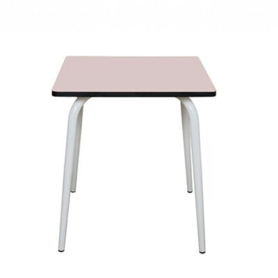 Table Retro Véra - uni Rose Poudré Pieds Blancs - 70x70