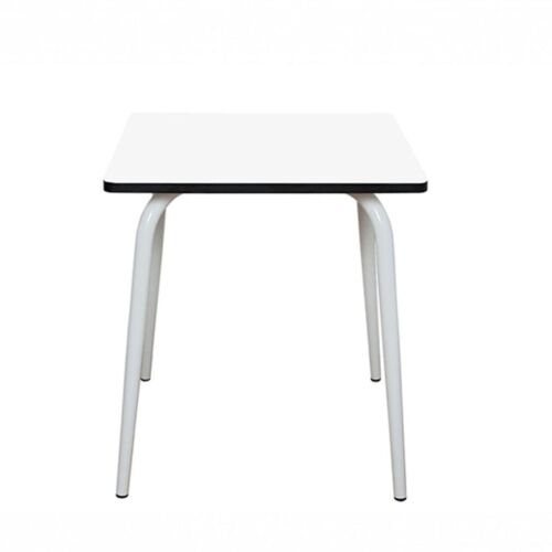 Table Retro Véra – uni Blanc Pieds Blancs – 70×70