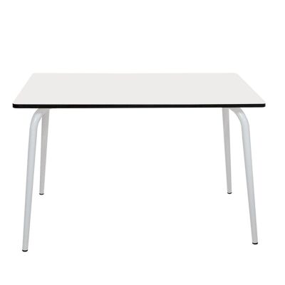 Table Retro Véra 120×70 – uni Blanc Pieds Blancs