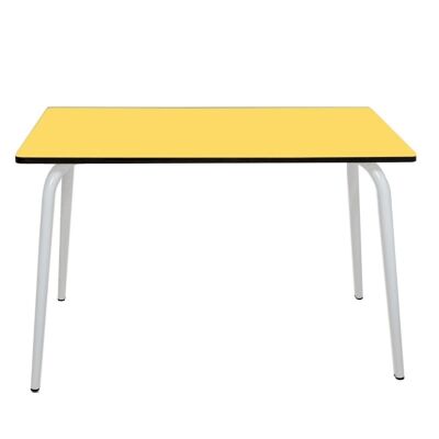 Table Retro Véra 120×70 – uni Jaune Citron Pieds Blancs