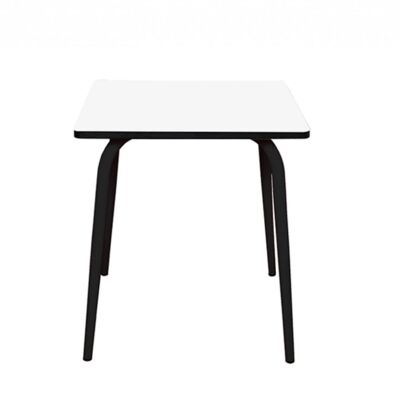 Table Retro Véra – uni Blanc Pieds Noirs – 70×70