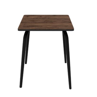 Table Retro Véra – imprimé Bois Foncé pieds Noirs – 70×70
