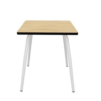 Table Retro Véra – uni Bois clair Pieds Blancs – 70×70