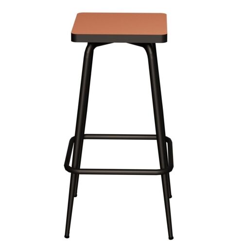 Tabouret de bar Marcel 65 cm - Uni Paprika Pieds Noir