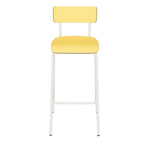 Chaise de bar Suzie 75cm – uni Jaune Citron Pieds Blancs