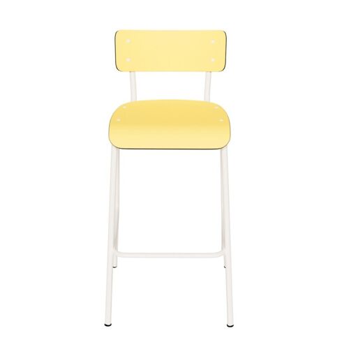 Chaise de bar Suzie 65cm – uni Jaune Citron Pieds Blancs