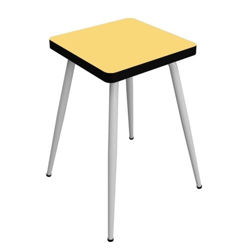 Tabouret Marcel – uni Jaune Citron - Pieds Blancs