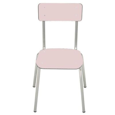 Chaise d’écolier Adulte Suzie – Dossier & Assise uni Rose Poudré - Pieds Bruts