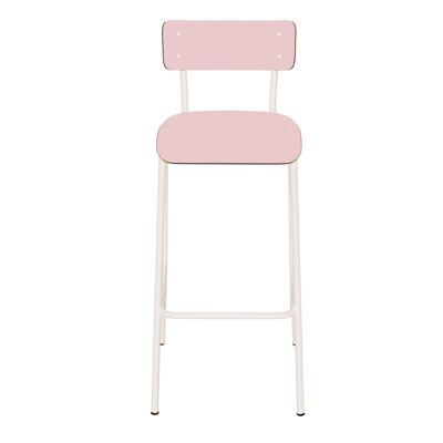 Chaise de bar Suzie 75cm – uni Rose Poudré Pieds Blancs