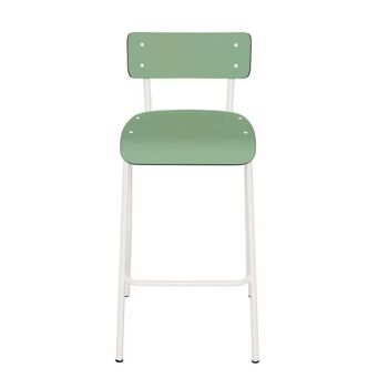 NEW - Chaise de bar Suzie 65cm – uni Vert Sauge Pieds Blancs