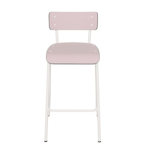 Chaise de bar Suzie 65cm – uni Rose Poudré Pieds Blancs