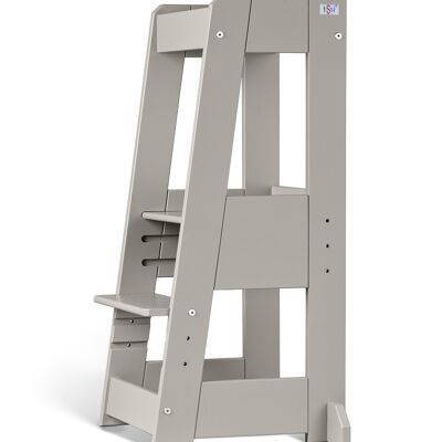 tiSsi® discovery tower / learning tower FELIX grows with the child, solid beech STORMY GRAY