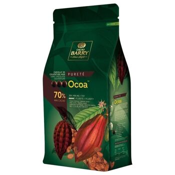 CACAO BARRY - Gamme Pureté - Ocoa™  70% - 1 KG - Chocolat de couverture noir - PISTOLES 1