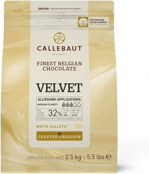 CALLEBAUT - VELVET 33,1 % - Finest Belgian Chocolate -  Pistoles - Blanc