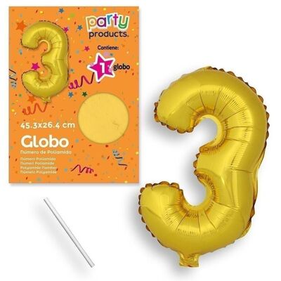 Globo Poliamida 45 cm nº 3 oro