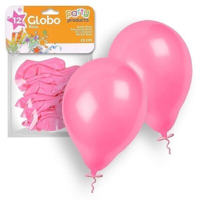 Pack 12 globos rosa 23 cm