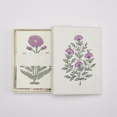 Ensemble de cartes de correspondance artisanales en boîte - BNS Malika Lilas