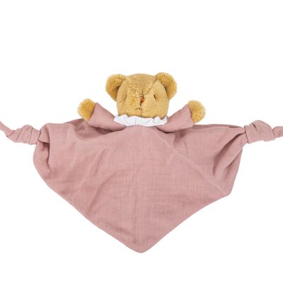 Bear Triangle Comforter with Rattle 20Cm - Organic Cotton Old Pink